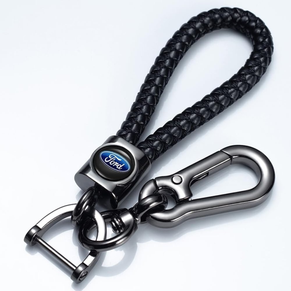 Vinsniv Lighting Genuine Leather Car Keychain for Ford Fusion 150 F250 F350 F45